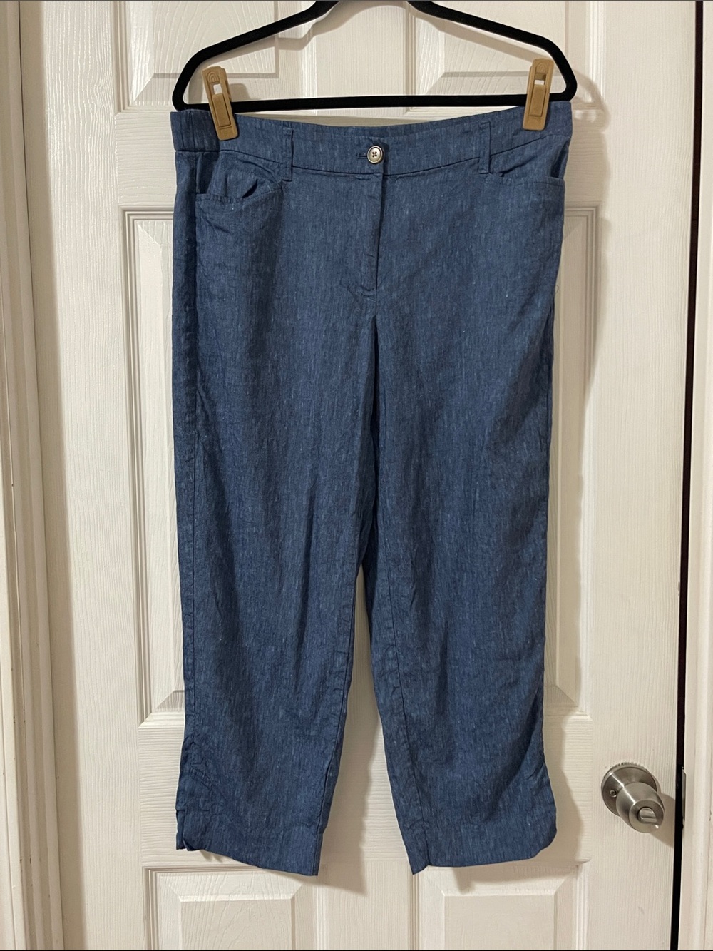 J. Jill Blue Linen-Blend Skirt
